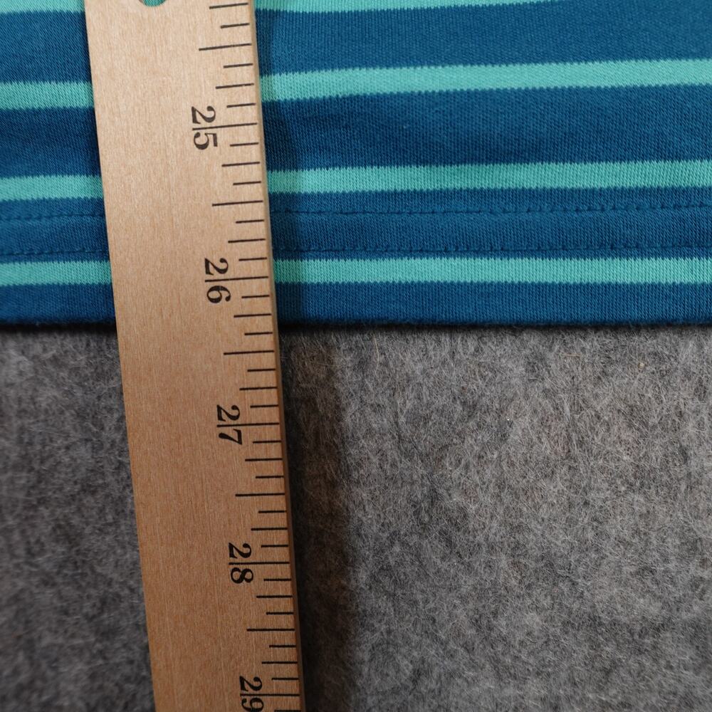 LL Bean Top Womens Medium Square Neck Striped Blue Green Long Sleeve Knit - Picture 6 of 7